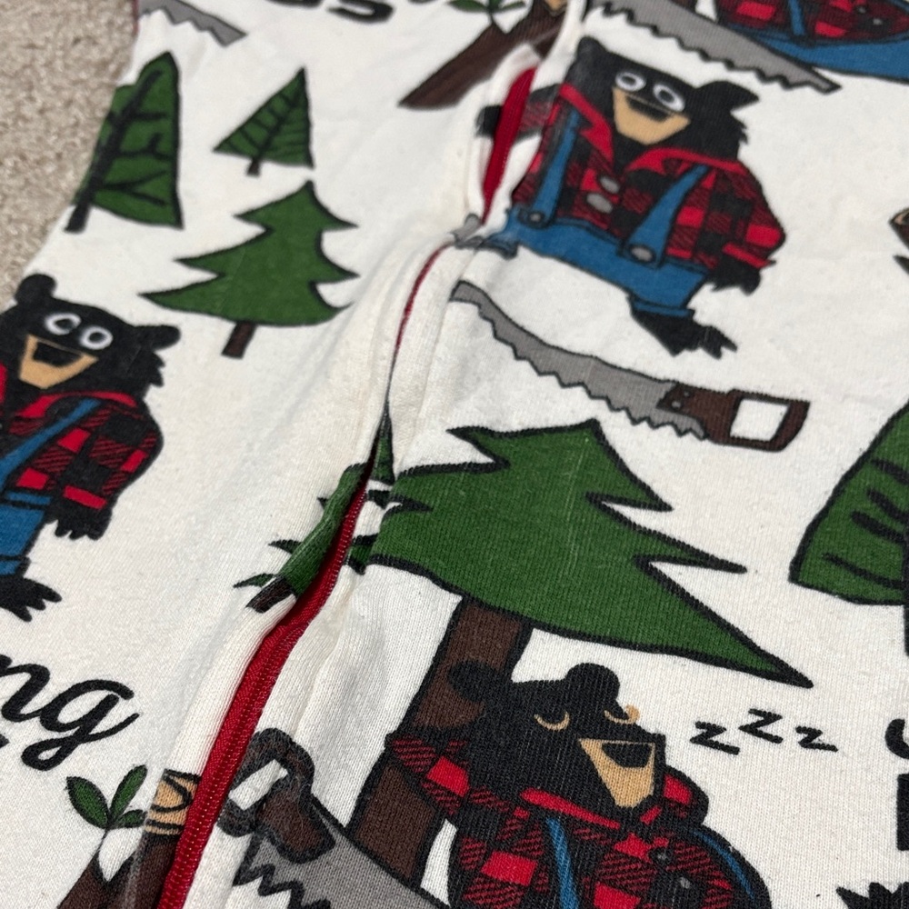 Lazy One Red and White Sawing Logs shorts body suit 2T - Picture 2 of 5